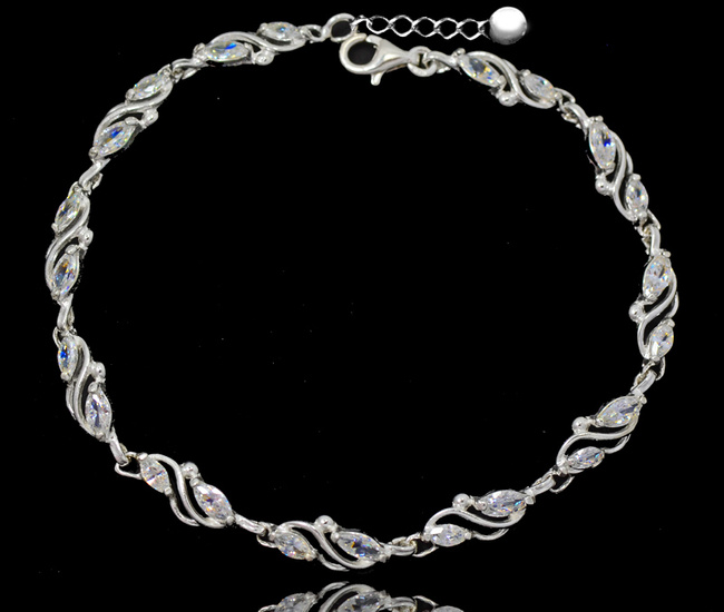 480/437 bransoletka srebrna 925 z cyrkoniami elegancka