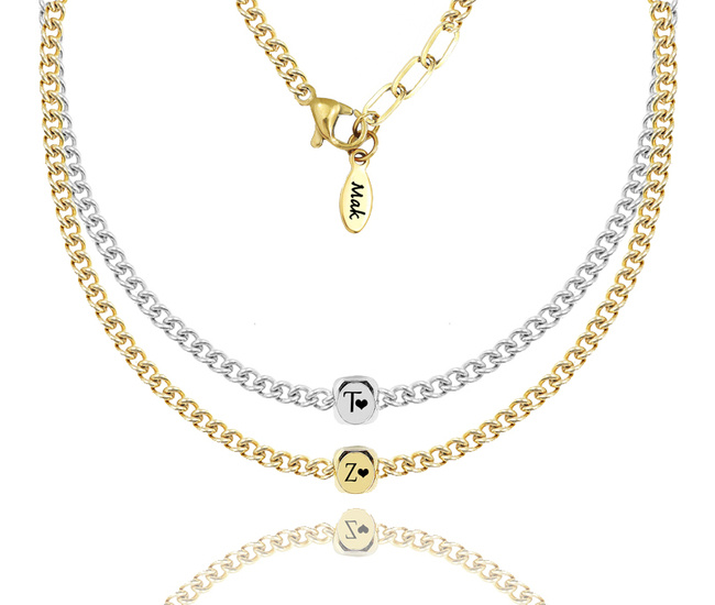 1494 naszyjniki dla pary kostki z grawerunkiem stalowy złoty