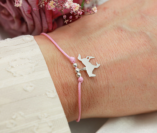 1636/4 bransoletka konik personalizowana srebro 925 na sznurku koń