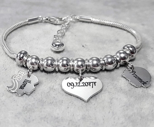 BR816 dla mamy BRANSOLETKA z GRAWERUNKIEM laser