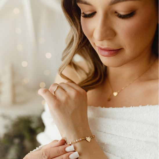 Bransoletka z kamieniem słonecznym serce z grawerem 1876/4