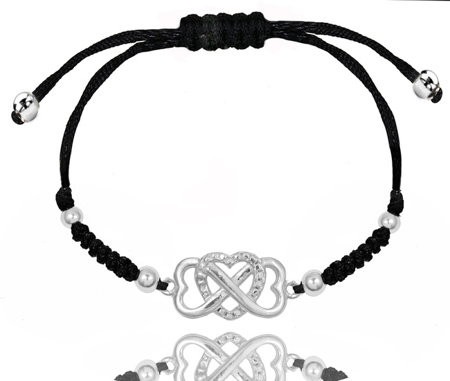 1311 bransoletka s. 925 ze znakiem nieskończoności połączone serca