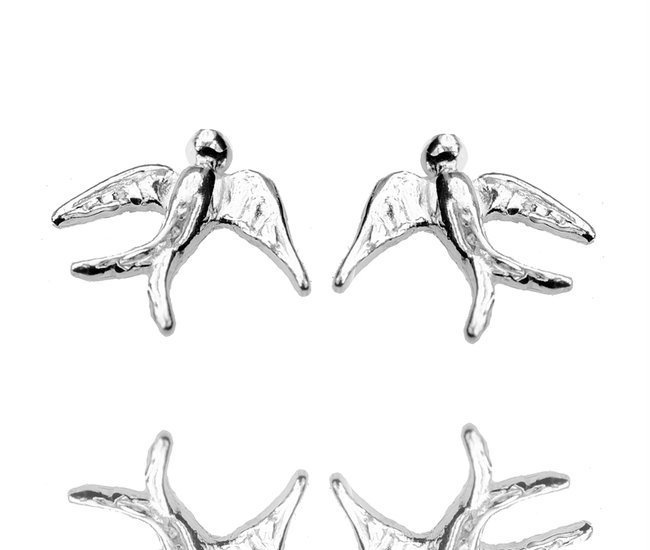 1161 Kolczyki srebrne 925 jaskółki sztyft