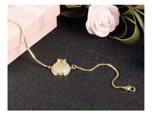 BR599/406 żółte złoto, CYRKONIE BRANSOLETKA biedronka