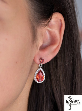 Kol 599/318 KOLCZYKI białe złoto czerwone cyrkonie