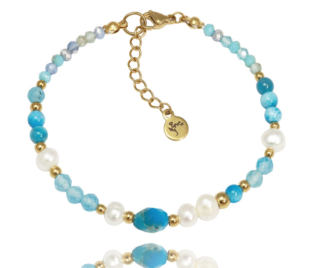 1859 bransoletka z grawerem damska apatyt perełki kalcedon