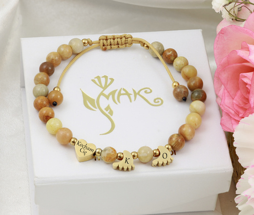 1599 bransoletka z grawerem serce stópki pozłacane