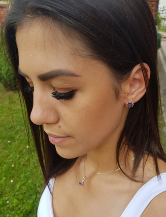 480/87 komplet srebrny okrągłe z fioletowymi cyrkoniami