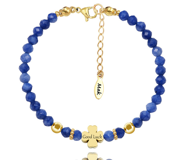 1728/30 bransoletka damska  z grawerem koniczynka awenturyn