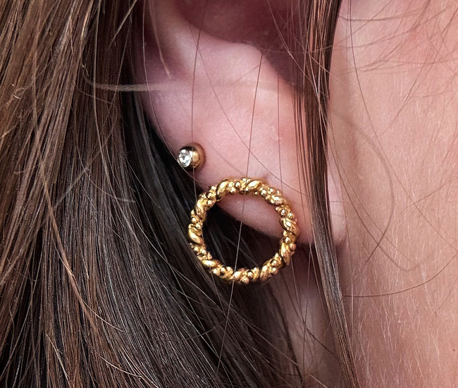 1384/7 Kolczyki srebrne 925 pozłacane precle koła