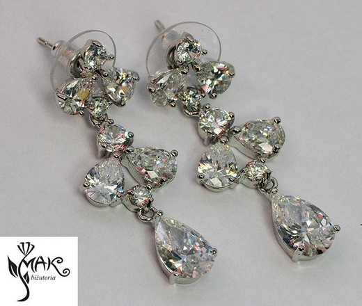 Kol 686/9 KOLCZYKI ślubne, cyrkonie długie Piękne