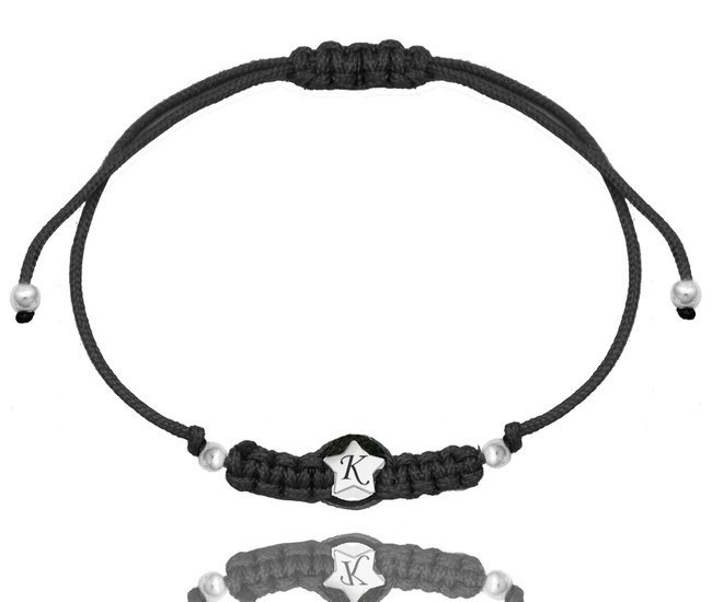 1272 bransoletka grawerowana srebrna na sznurku gwiazdka