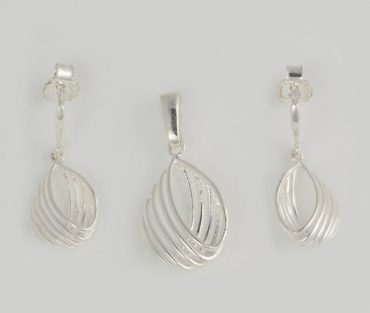 480/155 komplet srebrny w kształcie łez