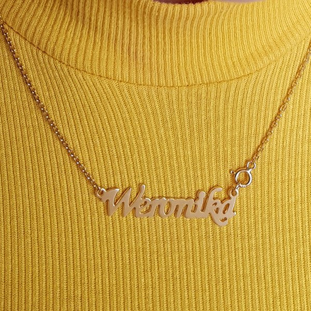 BR1066 NASZYJNIK Z IMIENIEM 100% SREBRO 925 złocone ankierka