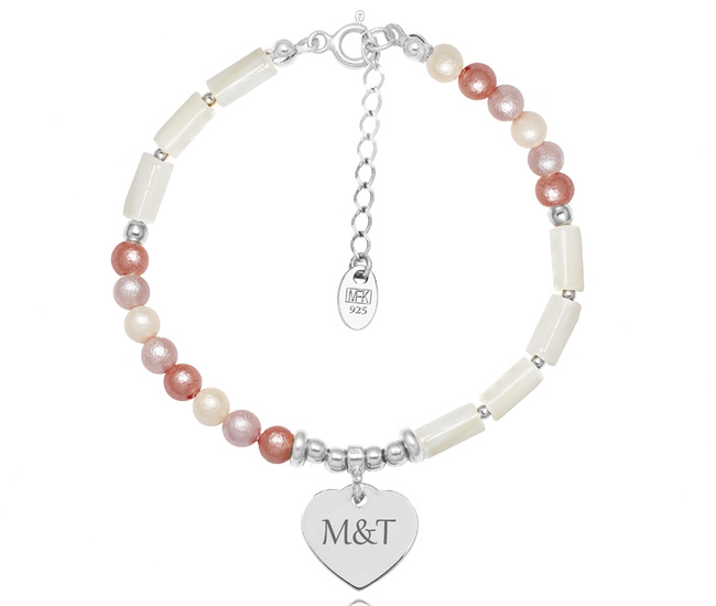 1396 Bransoletka z grawerem srebro 925 perełki