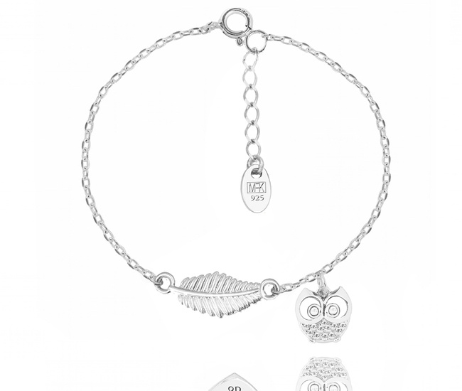 1558 bransoletka na Dzień Nauczyciela srebro 925 sowa