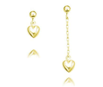 1249 kolczyki asymetryczne serca 925 pozłacane