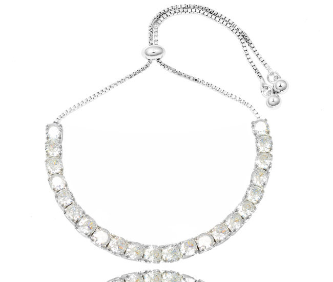 Br599/1030 bransoletka błyszczące cyrkonie srebrna