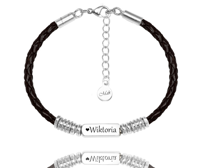 1707/9 bransoletka męska z grawerem na rzemyku