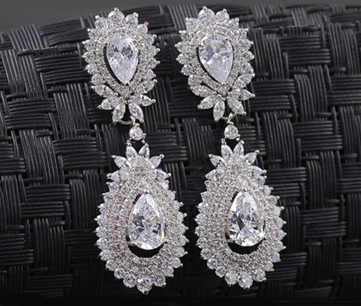 Kol 655/8 KOLCZYKI ślubne, cyrkonie długie