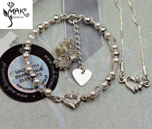 927/7 komplet Swarovski Elements srebro 925 urodziny komunia