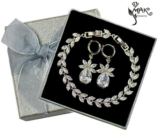 Kpl879 komplet ślubny, biżuteria ślubna z cyrkoniami b599/424 k599/521