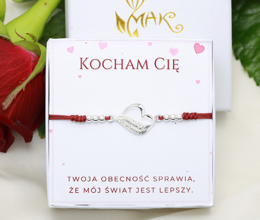 bransoletka srebrna 925 z sercem zestaw 1899/1