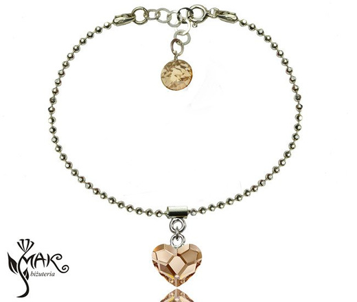 BR753 BRANSOLETKA Z GRAWEREM laser serce Swarovski Element dwustornna