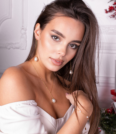 1452 bransoletka srebrna 925 pozłacana perełki