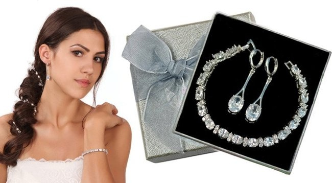 Kpl861 komplet ślubny, biżuteria ślubna z cyrkoniami k599/86 b599/493