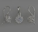 480/116  komplet srebrny kwiatuszki z błyszczącymi cyrkoniami białe