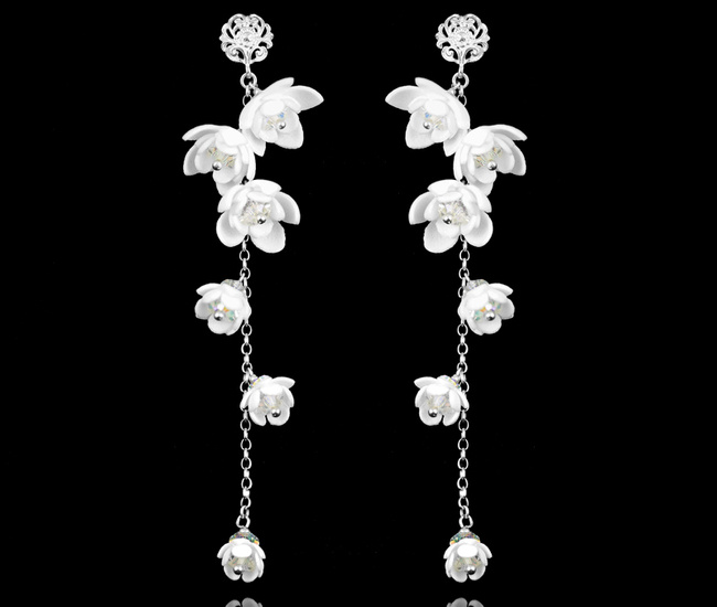 1525 kolczyki srebrne 925 z kryształkami ślubne