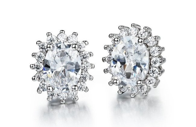 Kol 599/491 kolczyki sztyfty białe złoto z owalną cyrkonią