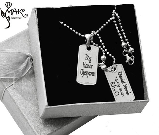 NK765 NIEŚMIERTELNIK PODWÓJNY Z GRAWEREM srebrny 925