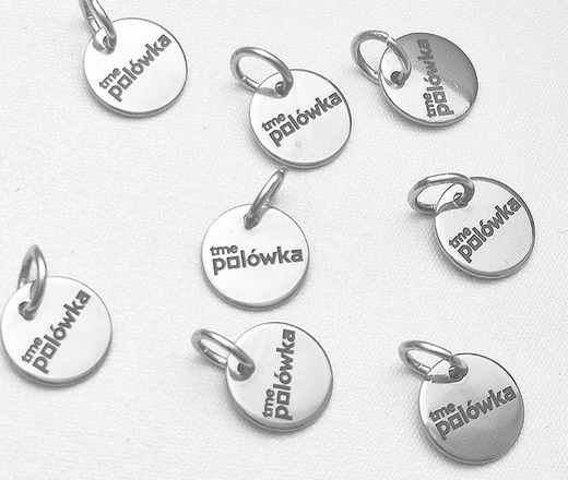 1547 Kółeczko blaszka grawerowana z logo stal szlachetna 12 mm Dla firm HURT