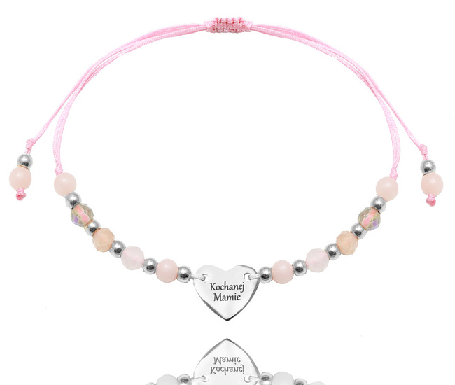 1645/8 bransoletka z grawerem dla mamy na sznurku stal szlachetna