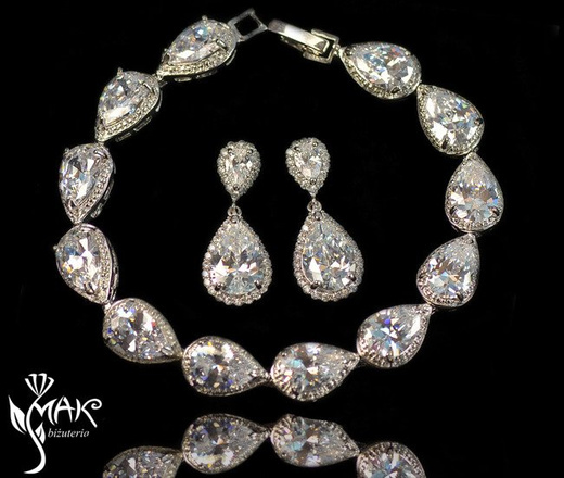 Kpl874 komplet ślubny, biżuteria ślubna z cyrkoniami b599/425 k599/567