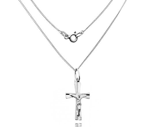 Łańcuszek z krzyżykiem zestaw upominkowy na Bierzmowanie i Chrzest srebro 925 1843/1