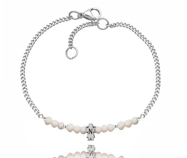 1202 BRANSOLETKA Z GRAWEREM dziewczynka stal kryształki