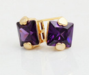 Kol  599/386 kolczyki cyrkonie fioletowe zółte złoto