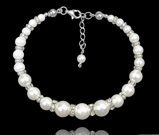 1361 komplet srebrny 925 z perełkami i kryształkami