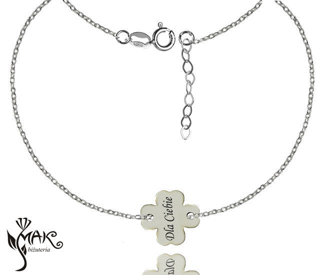 Nk745 naszyjnik grawerowany laser celebrytka koniczynka srebro 925