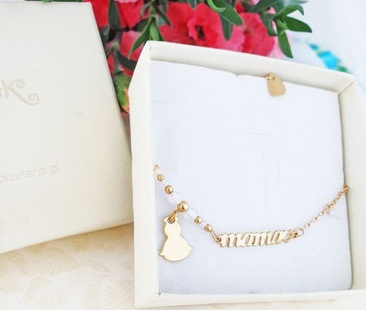 1274/3 bransoletka srebro 925 pozłacane Mama dla mamy z grawerem