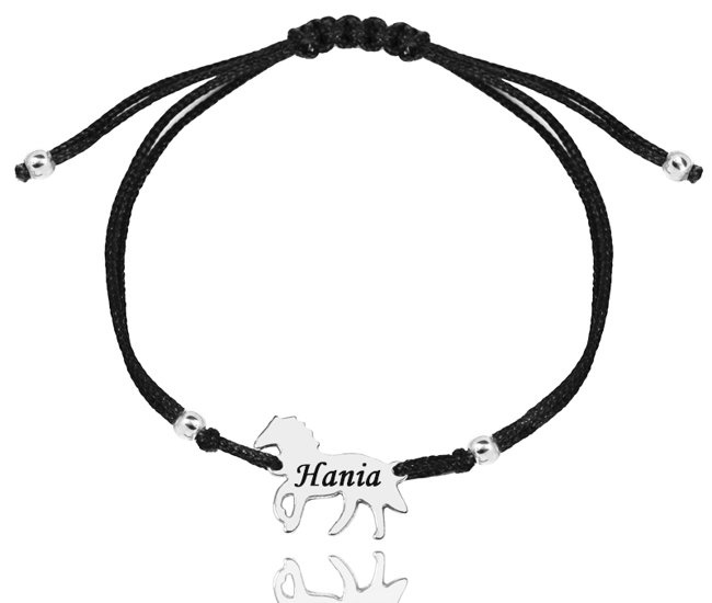 1355 BRANSOLETKA Z GRAWEREM srebrna na sznureczku