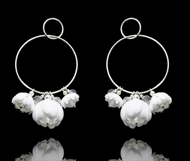 1749/5 kolczyki srebrne 925 perełki z kwiatuszkami