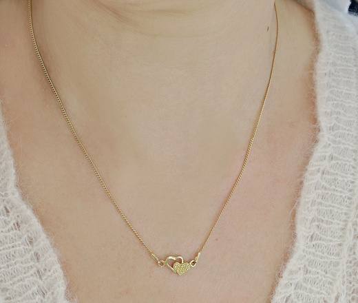 Naszyjnik z połączonymi sercami, srebro 925 pozłacane 1899/12 zestaw walentynkowy