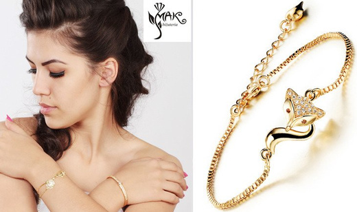 BR599/405 żółte złoto, CYRKONIE BRANSOLETKA lis