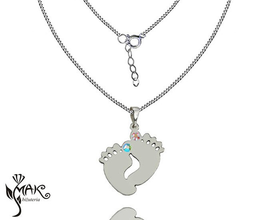 Nk756 naszyjnik grawerowany laser Stópki srebro 925