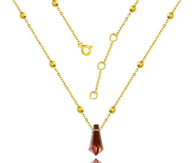 1326/5 naszyjnik pozłacany sopelek kryształowy brązowy