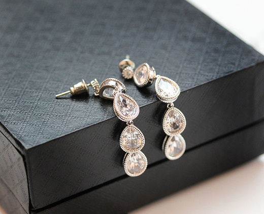 Kol 599/600 KOLCZYKI ślubne, cyrkonie łezki